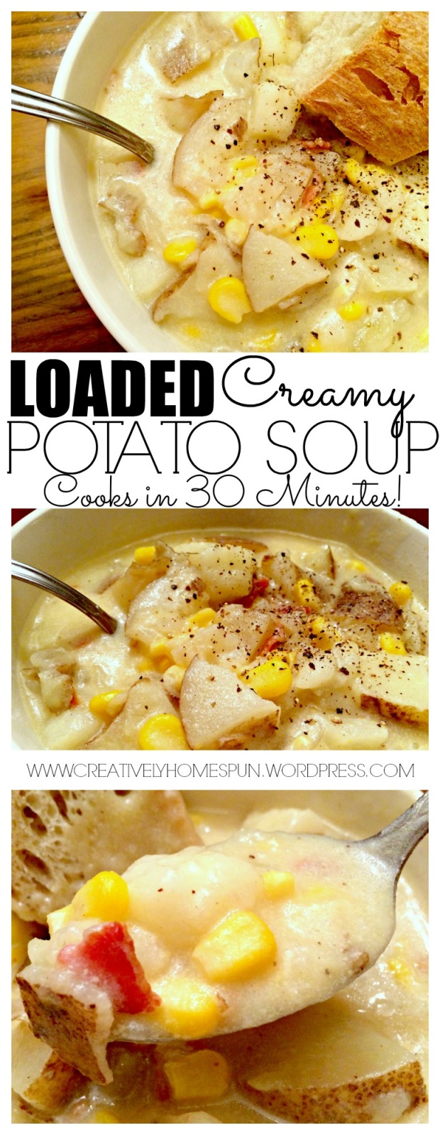 Loaded Creamy Potato Soup #wintermeal #soup #potato #recipe #food #easymeal