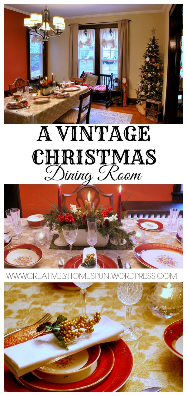 A Vintage Christmas Dining Room || #HolidayHomes #Christmasdecor #vintagechristmas 